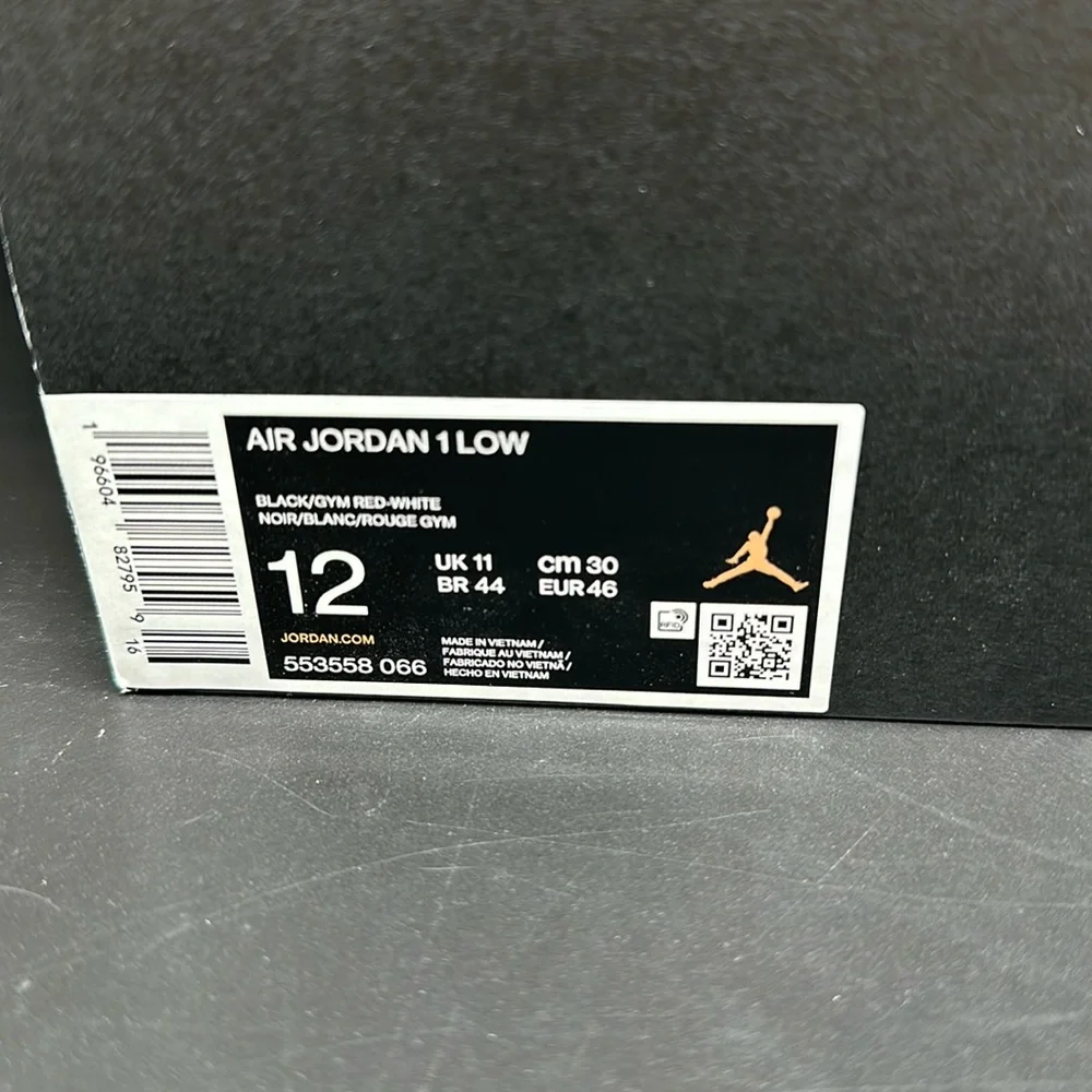 Jordan 1 Low Alternate Bred Toe Men’s Sz 12‎ NIB!